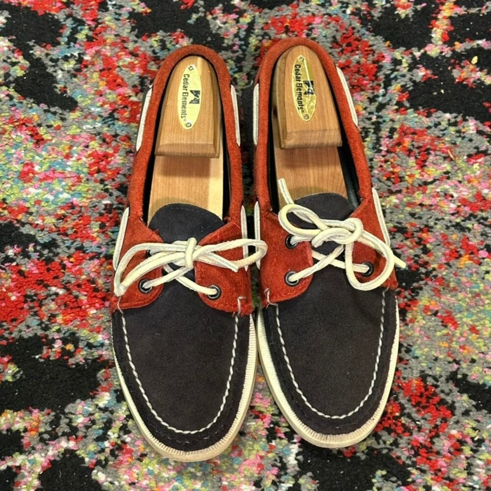 EUC Rancourt & Co. x Jack Spade Suede Boat Shoe USA Red White Blue Maine USA 6 D